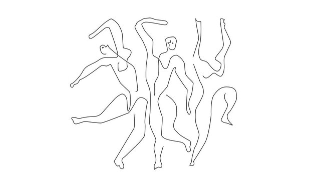 picasso three dancers painting animation,2d animation drawing,4k,