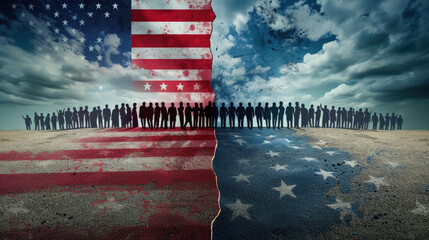 USA Citizens Political Division, Generative AI - obrazy, fototapety, plakaty