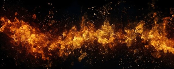 Beautiful flame with sparkles on black background