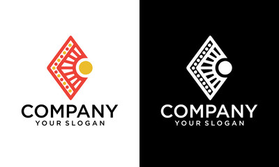 Logotype line Traditional paper chinese or japanese folding fan icon isolated on white background. Logo design template element. Vector