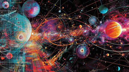 quantum leap time journey map. generative ai - obrazy, fototapety, plakaty