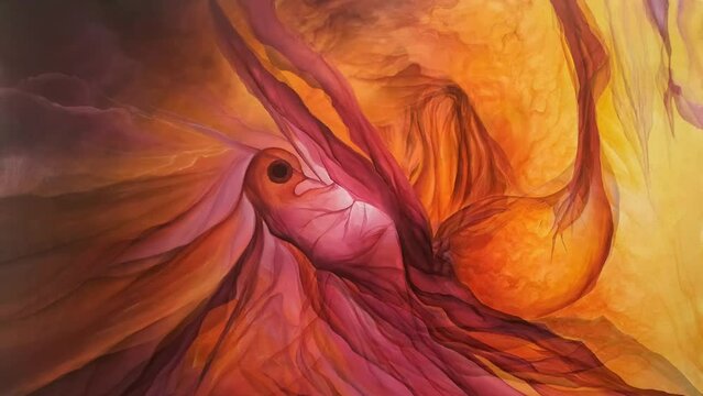 embryo in egg. video illustration of an abstraction painting of a chicken embryo inside an egg