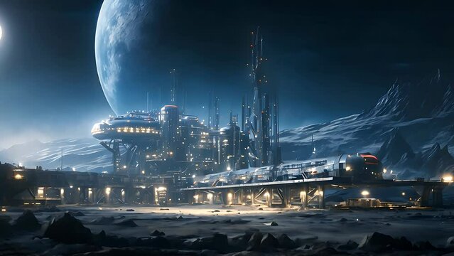 Scientific or industrial station on the moon