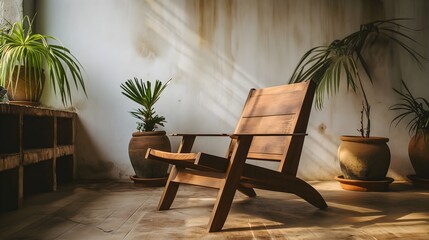 chair made of wood in the living room