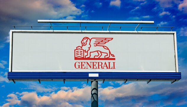 Advertisement billboard displaying logo of Generali Group