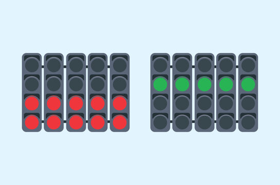 Formula 1 red and green starting lights