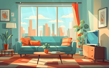 Living room interior. Very elegant modern flat design illustration

