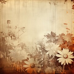 Naklejka na ściany i meble sepia abstract floral background with natural grunge texture