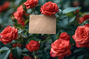 Time-lapse of a blank card being revealed as rosebuds bloom around it