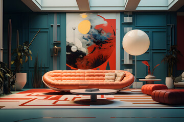 Living room space with a minimalist color palette