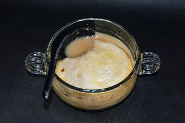 Serabi, Indonesian traditional pancakes, made of rice flour, flour and coocnut milk. Serve with palm sugar sauce.