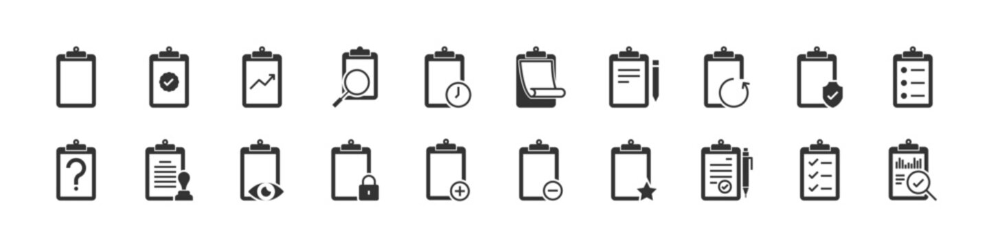 set of clipboard icons, business, checlist
