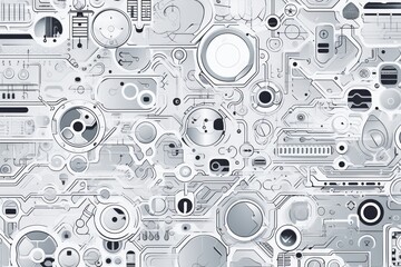 Silver background for a webpage with many technology style icons 