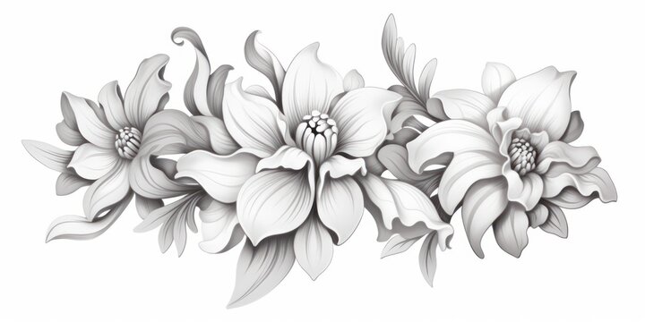 Silver several pattern flower, sketch, illust, abstract watercolor