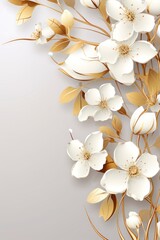 Silver vector illustration cute aesthetic old gold paper with cute gold flowers