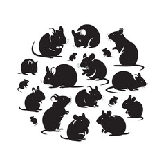 Playful Paws: A Charming Array of Hamster Silhouettes Embodying the Playful Spirits of Furry Companions - Hamster Illustration - Hamster Vector
