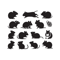 Whispers of Whiskers: Hamster Silhouette Set Conveying the Playful and Curious Nature of Pet Rodents - Hamster Illustration - Hamster Vector
