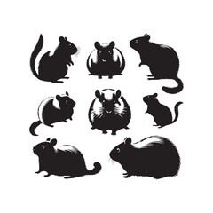 Cheeky Companions: Hamster Silhouettes Capturing the Mischievous Energy of Pet Rodents at Play - Hamster Illustration - Hamster Vector
