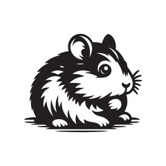 Tiny Tails: Hamster Silhouette Series Celebrating the Endearing Cuteness of Small Furry Creatures - Hamster Illustration - Hamster Vector
