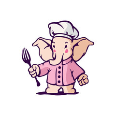 Elephant Chef Illustration