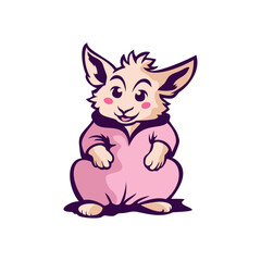 Cute Rabbit Wearing Jacket Illustration= 