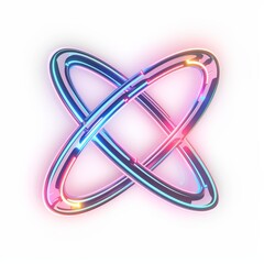 A quantum computing logo, with an abstract qubit design, in neon colors against a white backdrop