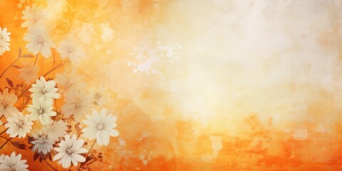 tangerine abstract floral background with natural grunge texture
