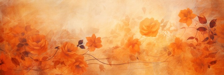 tangerine abstract floral background with natural grunge texture