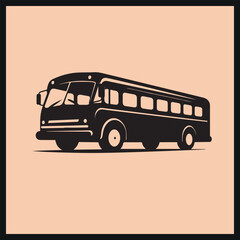 Black Silhouette Bus Vector Image , Public Transport Bus Vector Illustration, Bus Icon