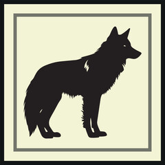 Silhouette Wolf Vector Illustration Image, Standing Wolf Vector Icon, Background 