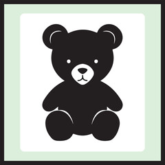 Teddy Bear Silhouette Vector Icon, Cartoon Teddy silhouette