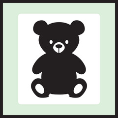 Teddy Bear Silhouette Vector Icon, Cartoon Teddy silhouette