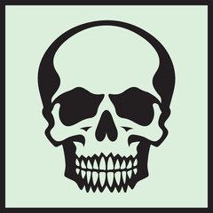 Human Black Skull Silhouette Vector Hand Drawn, Face Skull Icon
