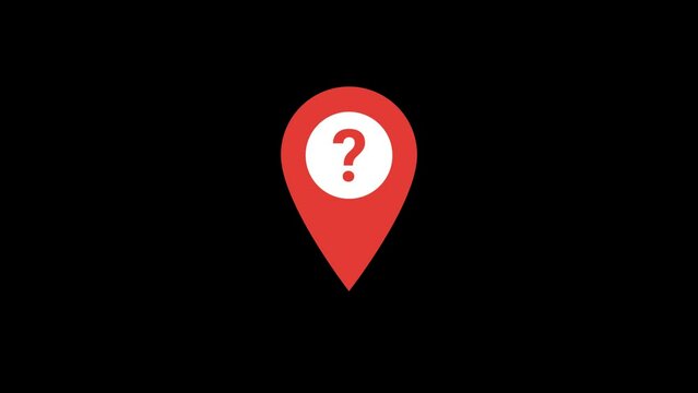  Question mark Location pin Animation with transparent background