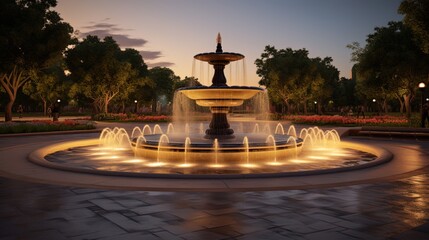 A calm evening at a huge fountain