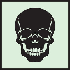 Human Black Skull Silhouette Vector Hand Drawn, Face Skull Icon