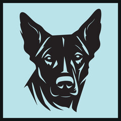 Black Silhouette Dog Head, Dog Face Vector Illustration, Cartoon Icon Art