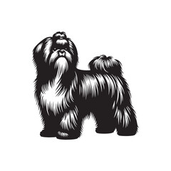 Regal Fur Ensemble: Shih Tzu Silhouette Collection Portraying the Royal Demeanor of this Beloved Breed - Shih Tzu Illustration - Shih Tzu Vector - Dog Silhouette
