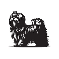 Whiskers of Wonder: A Whimsical Display of Shih Tzu Silhouettes Evoking a Sense of Canine Enchantment - Shih Tzu Illustration - Shih Tzu Vector - Dog Silhouette
