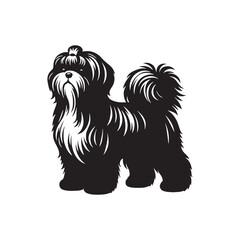 Elegant Emissaries: Shih Tzu Silhouette Set Illustrating the Grace and Elegance Inherent in this Breed - Shih Tzu Illustration - Shih Tzu Vector - Dog Silhouette
