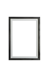 Dark wooden frame mockup with white mat and transparent background