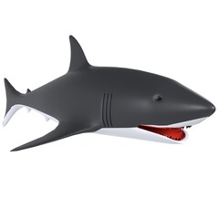 Shark isolated on white background - obrazy, fototapety, plakaty