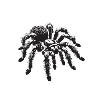Stealthy Spinners: Tarantula Silhouette Collection Highlighting the Stealth and Precision of Tarantula Movements - Tarantula Illustration - Tarantula Vector - Spider Silhouette
