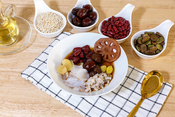 Cheng Sim Ei, A famous Thai dessert on top with ice blast and syrup