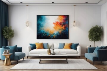 modern creative living room interior design backdrop ideas concept house beautiful background elevation of sofa with decorative abtract painting