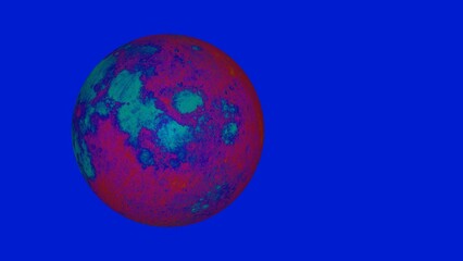 Realistic Moon isolated on the blue screen background illustration.	