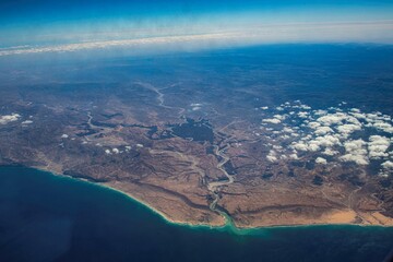 View at the northern coast of Somalia from an airplane