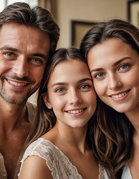 Pure Happiness: A Vibrant Family of Three Sharing Laughter and Affection