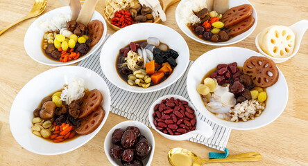 Cheng Sim Ei is a famous Thai dessert on top with ice blast and syrup. Chinese Dessert.