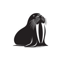 Coastal Guardians: Walrus Silhouette Set Illustrating the Mighty Presence of Coastal Guardians - Walrus Illustration - Walrus Vector
